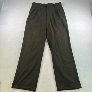 george pleated dress pants George Regular Men's Pleated Cuffed Microfiber Dress Pants with Adjustable Waistband, Size: 40 x 30, Black